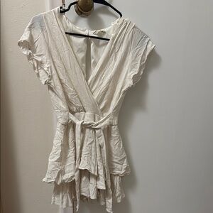 Altar'd State Cream Ruffled Jumpsuit